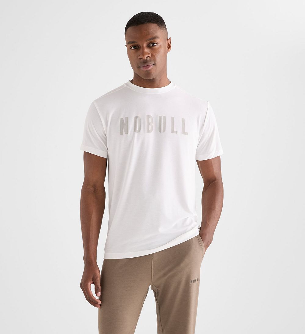 Men NOBULL T-Shirt White | JDTVL-3490