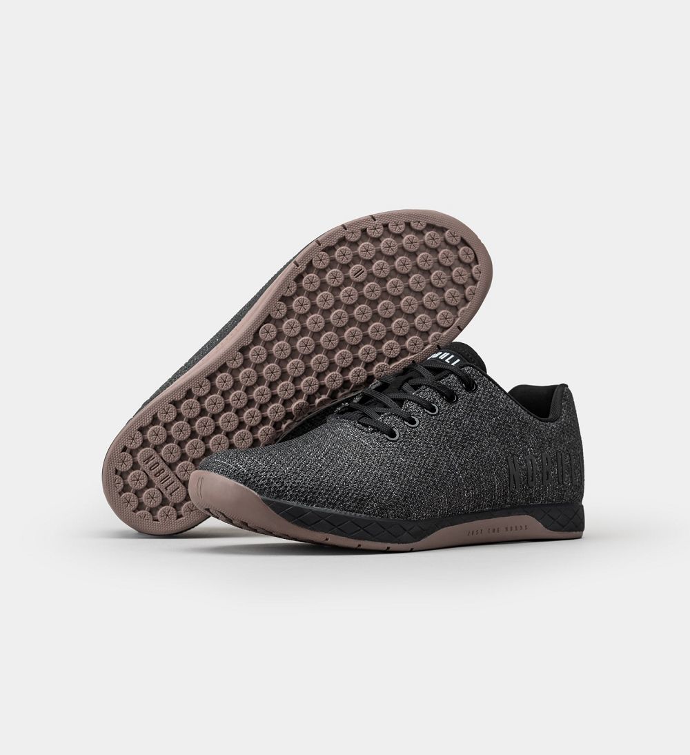 Men NOBULL Training Shoes Black Heather Dark Gum | XTQBK-8425