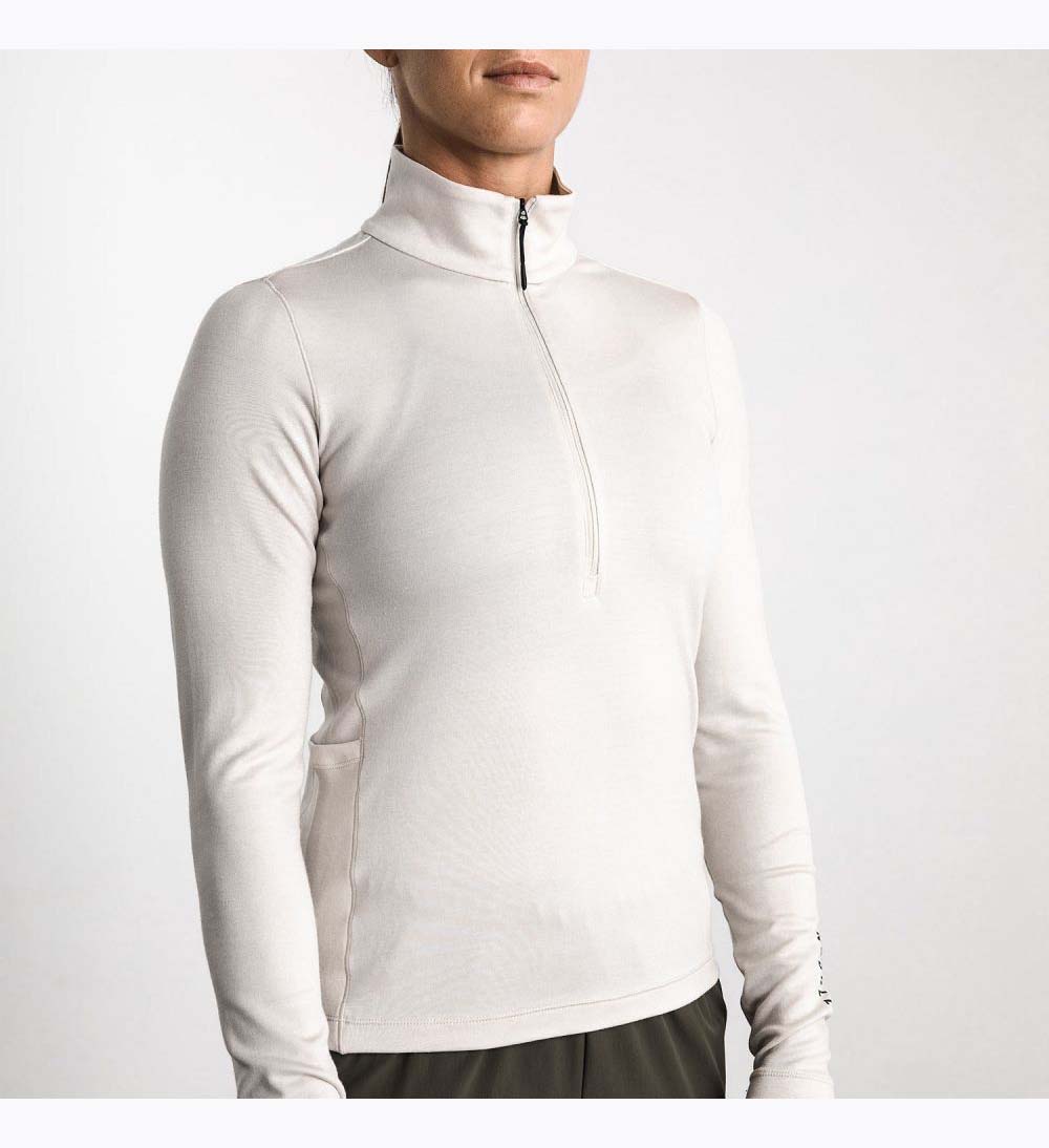 Women NOBULL Blended Merino Wool 1/4 Zip Pullover White | TZJOK-2463