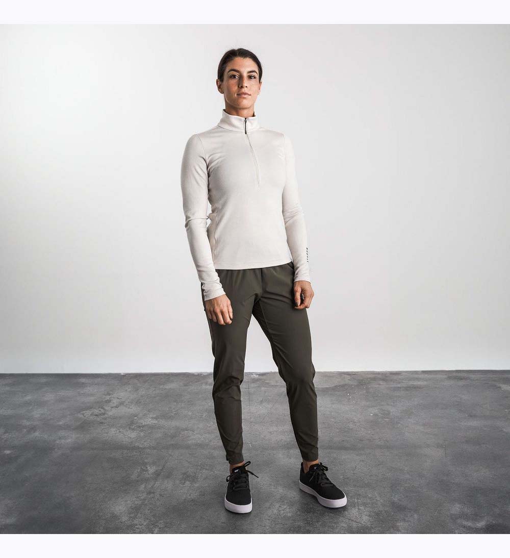 Women NOBULL Blended Merino Wool 1/4 Zip Pullover White | TZJOK-2463