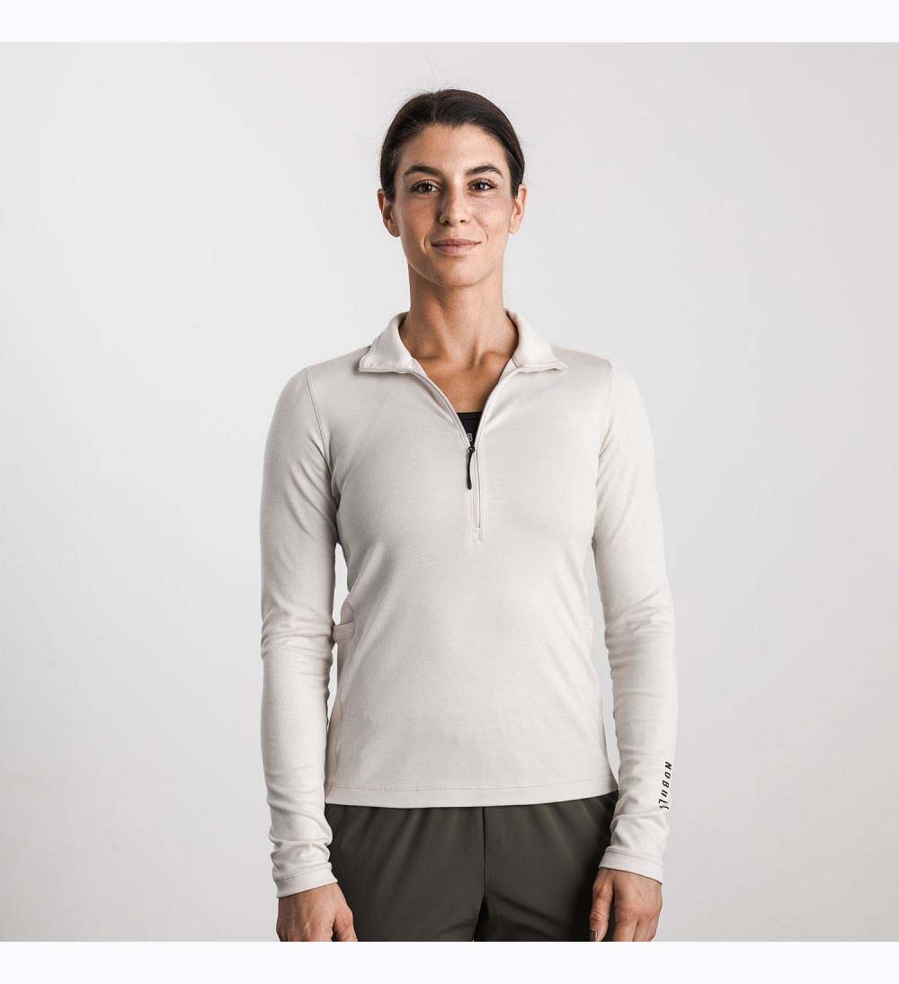 Women NOBULL Blended Merino Wool 1/4 Zip Pullover White | TZJOK-2463