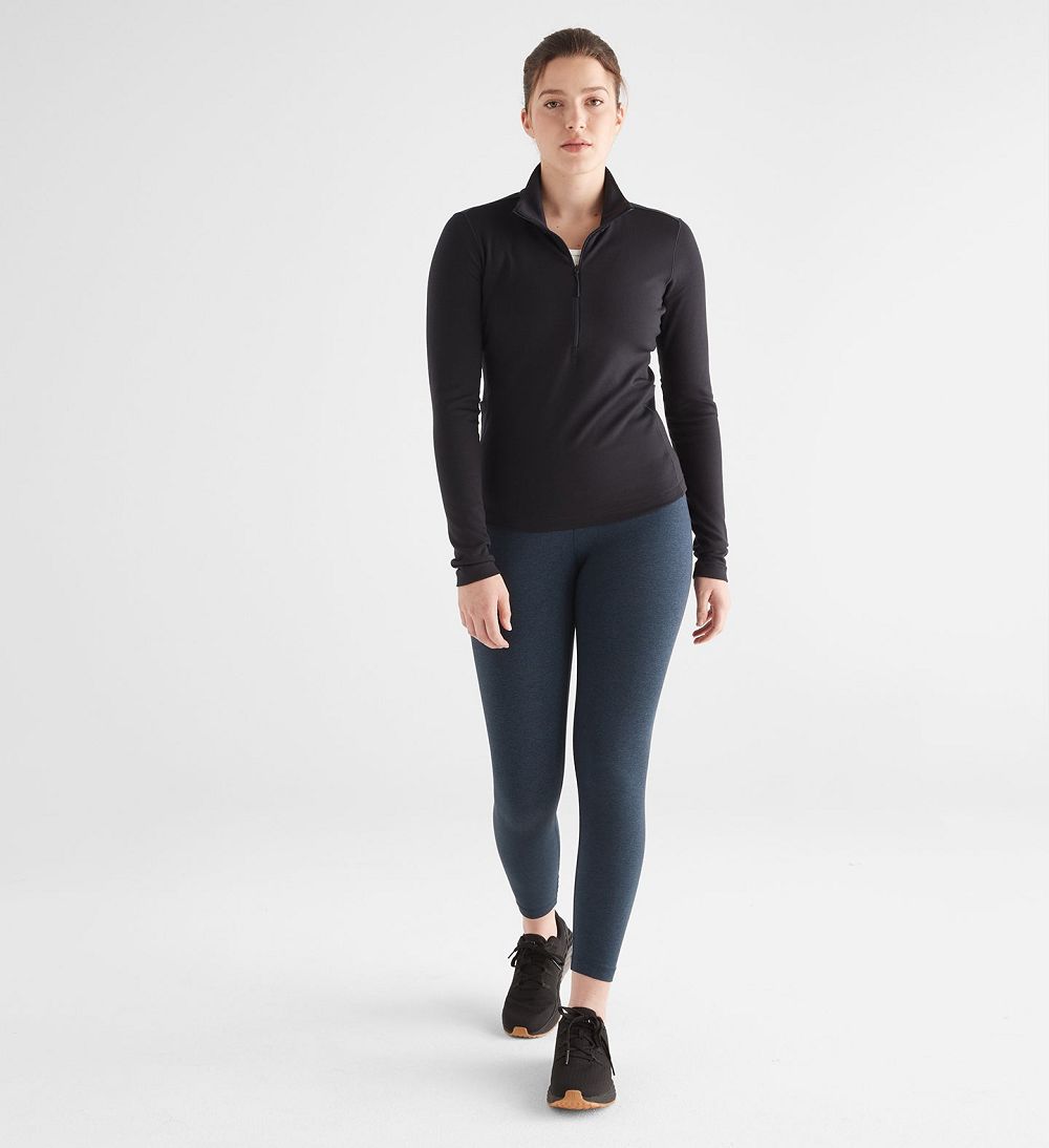 Women NOBULL Blended Merino Wool 1/4 Zip Pullover Black | XPBWV-7801