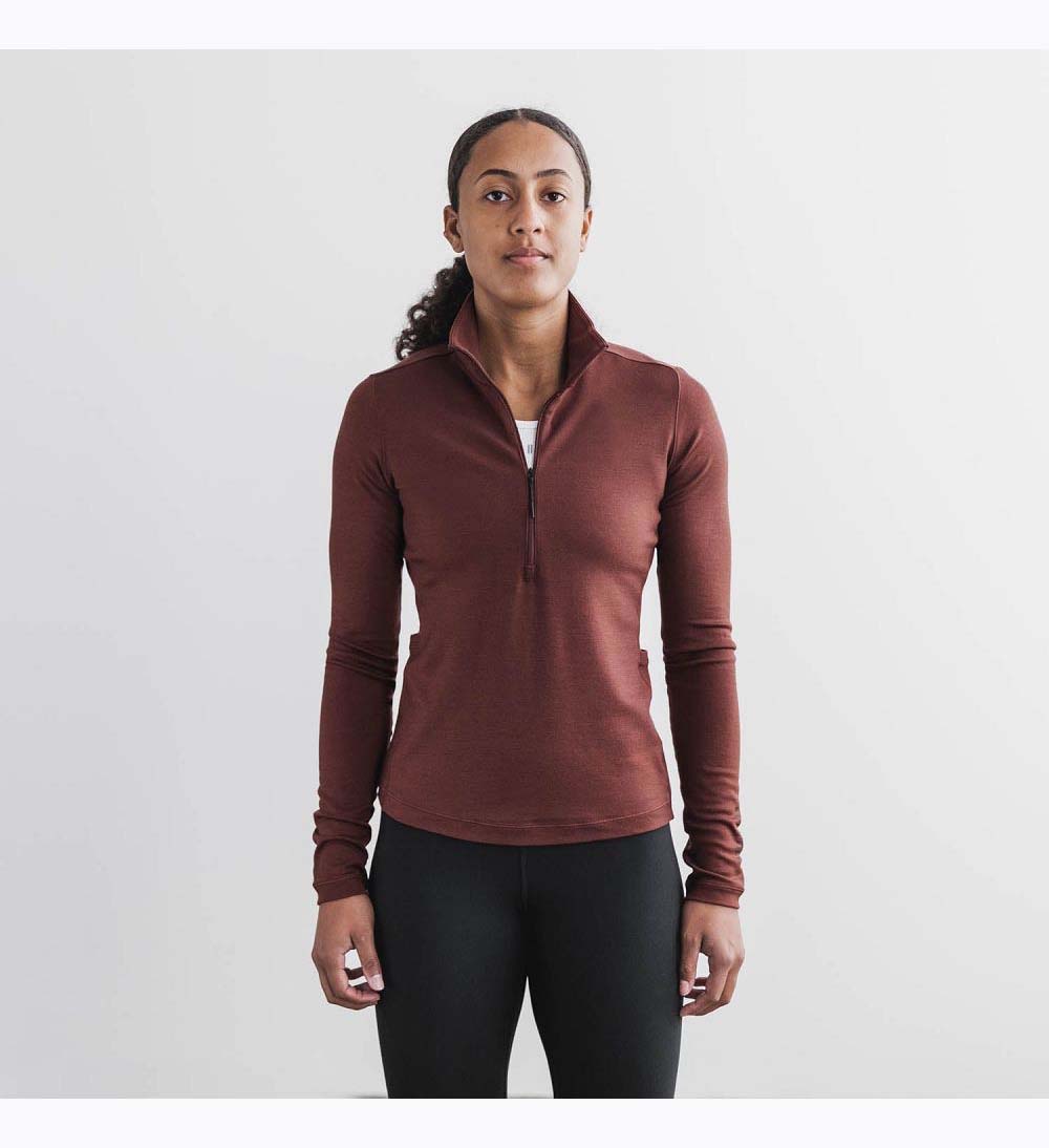 Women NOBULL Blended Merino Wool 1/4 Zip Pullover Green | SHAXZ-2046