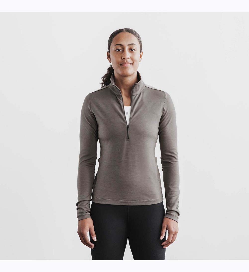 Women NOBULL Blended Merino Wool 1/4 Zip Pullover Green | CYJRQ-2376