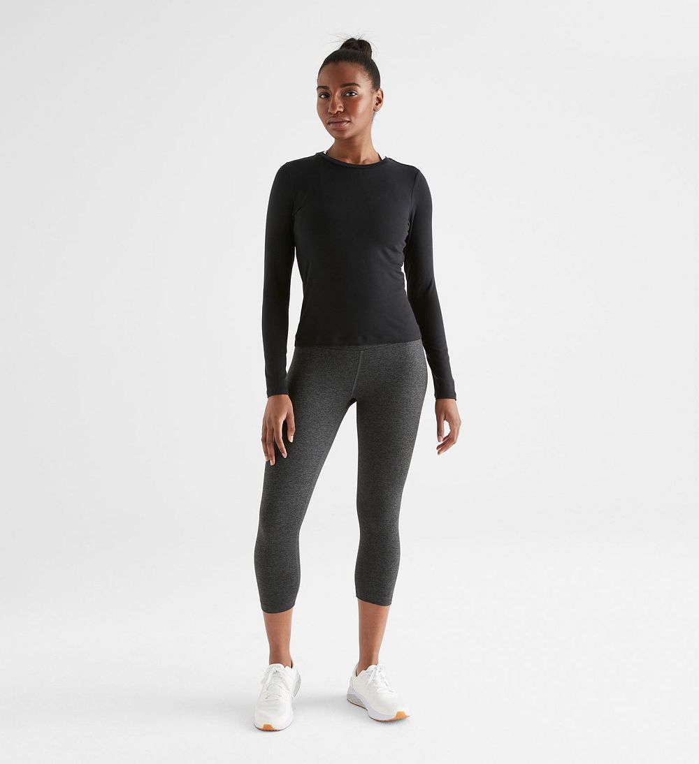 Women NOBULL Blended Merino Wool Long Sleeve T-Shirt Black | LKDHI-4693