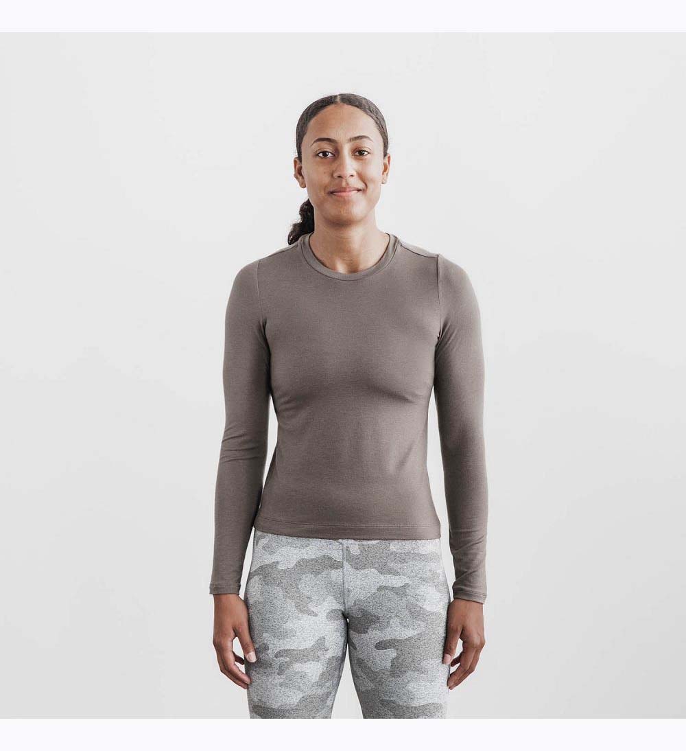 Women NOBULL Blended Merino Wool Long Sleeve T-Shirt Green | MXEHK-6350