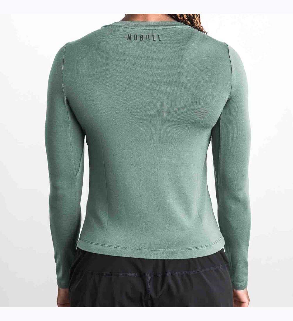 Women NOBULL Blended Merino Wool Long Sleeve T-Shirt Dark Grey | DJBPW-1970