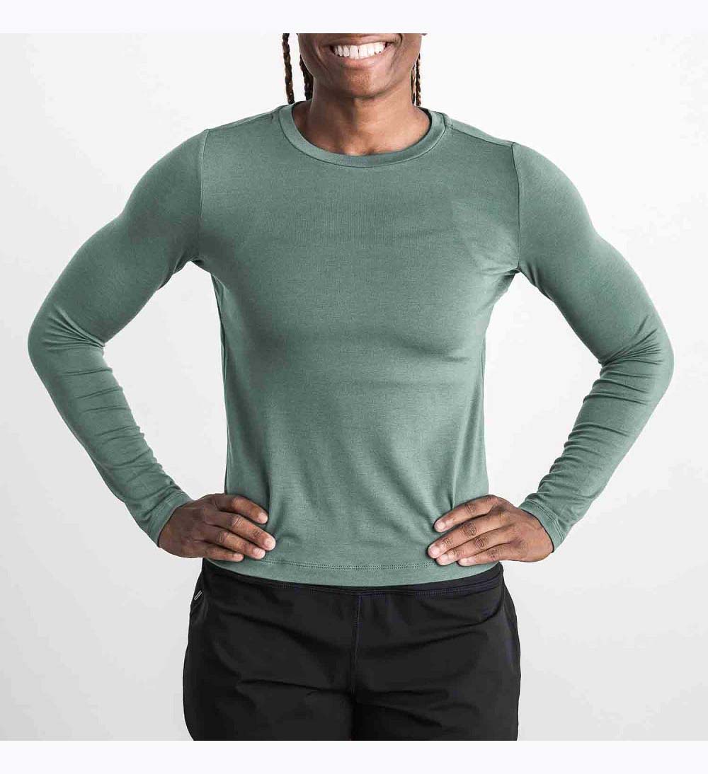 Women NOBULL Blended Merino Wool Long Sleeve T-Shirt Dark Grey | DJBPW-1970