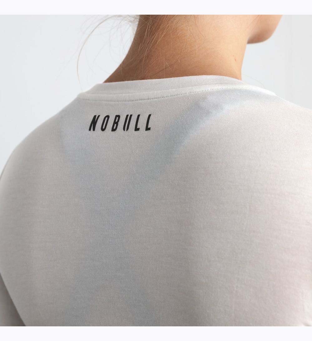 Women NOBULL Blended Merino Wool Long Sleeve T-Shirt White | OAKHT-0593