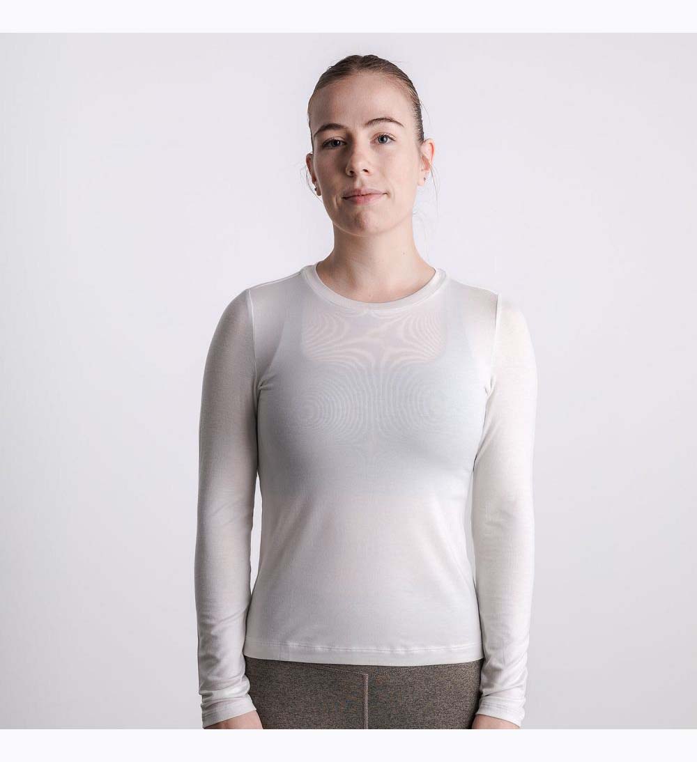 Women NOBULL Blended Merino Wool Long Sleeve T-Shirt White | OAKHT-0593