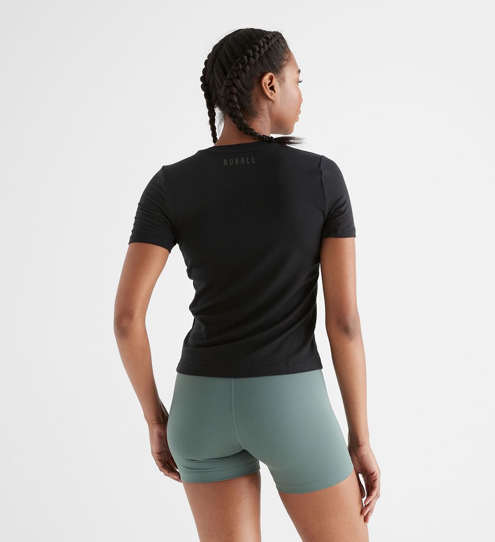 Women NOBULL Blended Merino Wool T-Shirt Black | YJPSQ-8076