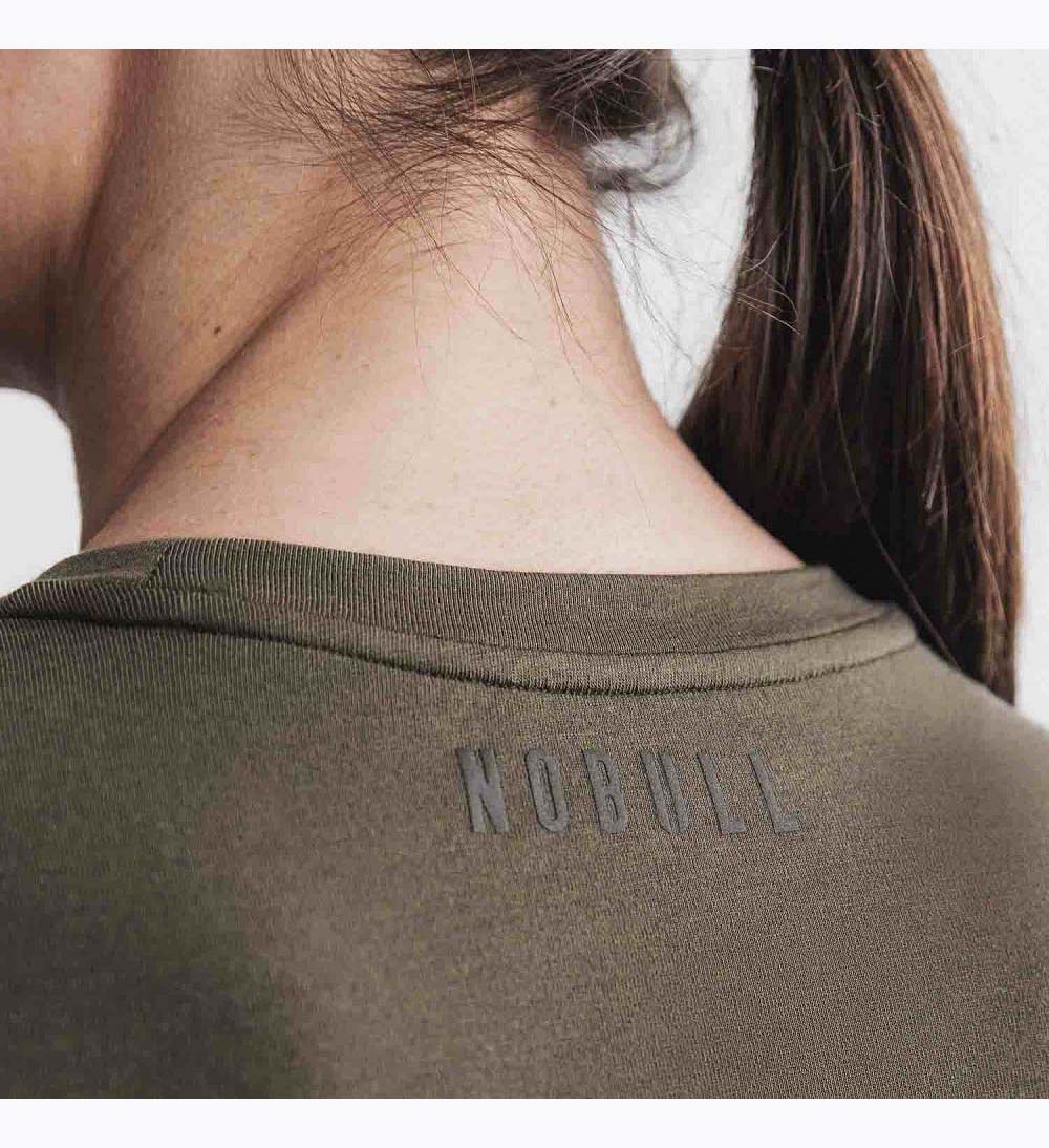 Women NOBULL Blended Merino Wool T-Shirt Army Green | RSFUO-9381