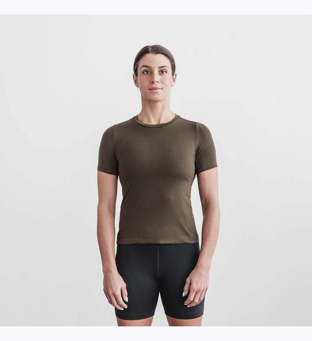 Women NOBULL Blended Merino Wool T-Shirt Army Green | RSFUO-9381