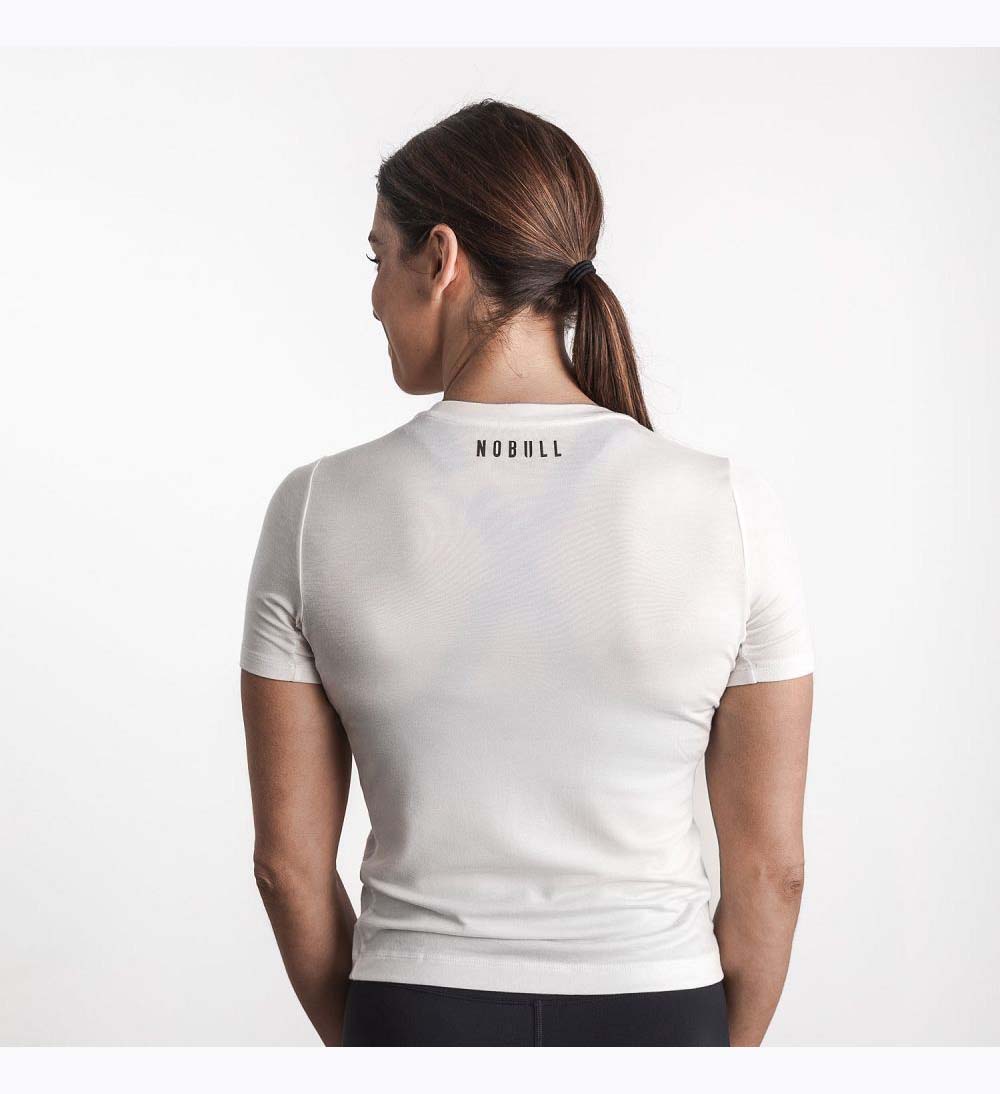 Women NOBULL Blended Merino Wool T-Shirt White | LIWHX-0768