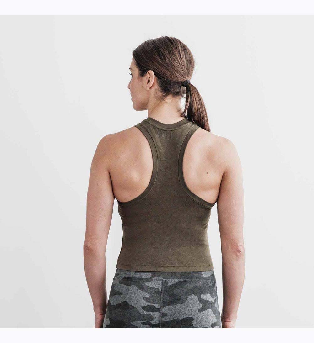 Women NOBULL Blended Merino Wool Tanks Army Green | PUGSF-4130