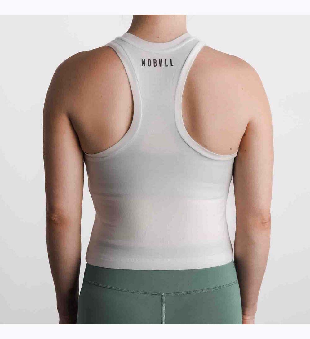 Women NOBULL Blended Merino Wool Tanks White | VJHLQ-3659