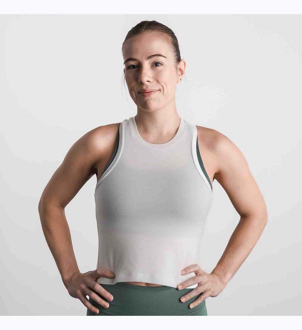 Women NOBULL Blended Merino Wool Tanks White | VJHLQ-3659