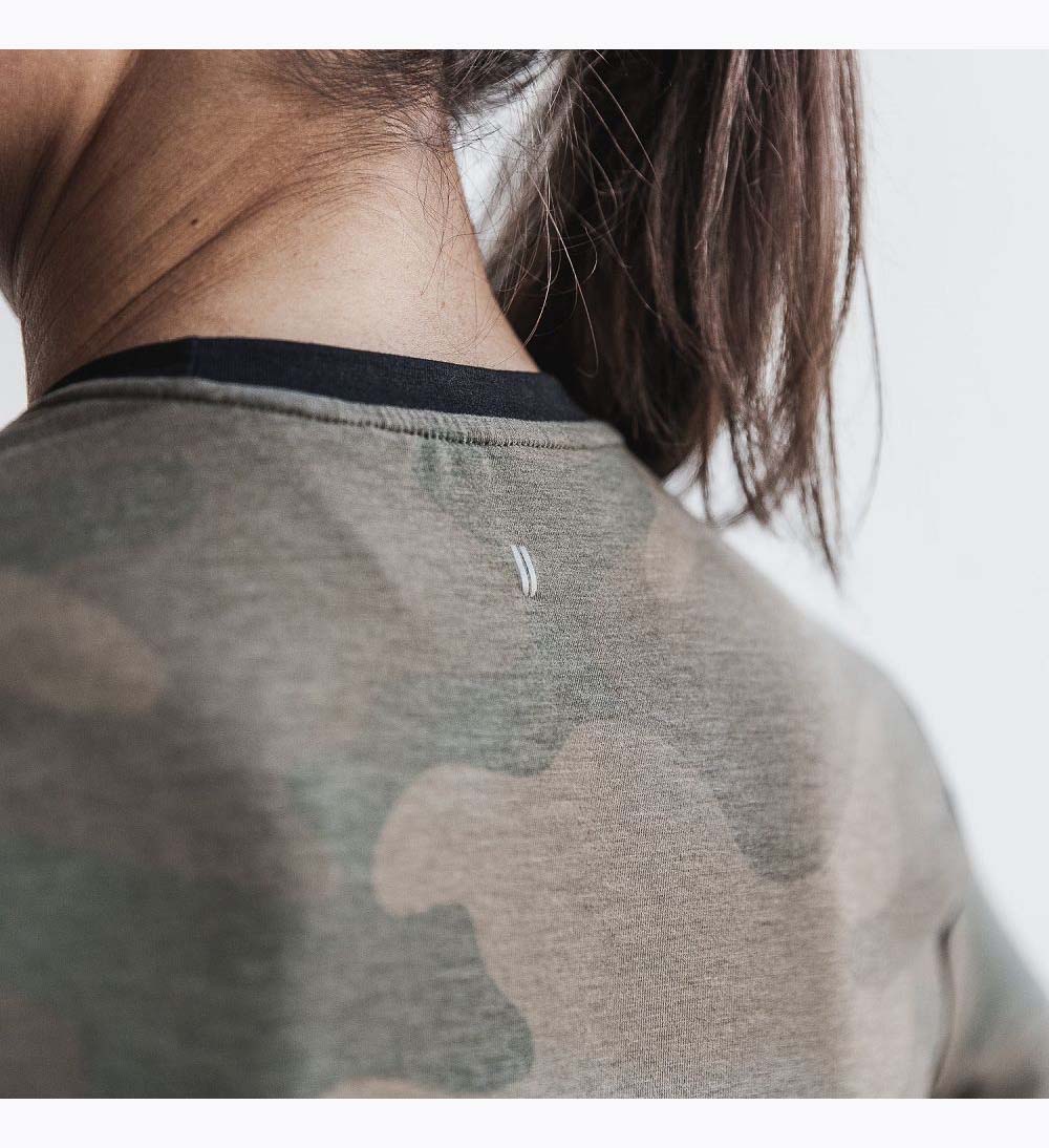 Women NOBULL Boxy T-Shirt Army Green Camo | GXCVJ-3148