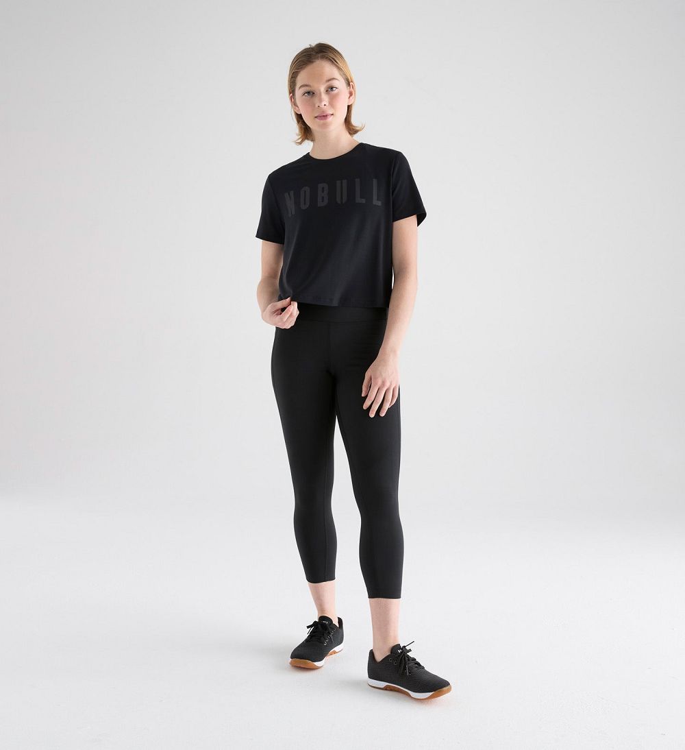 Women NOBULL Boxy T-Shirt Black | PSKHR-1438