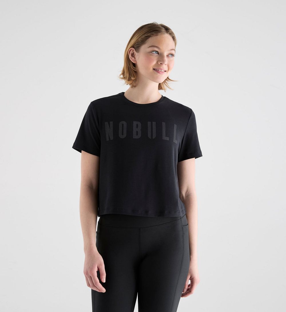 Women NOBULL Boxy T-Shirt Black | PSKHR-1438