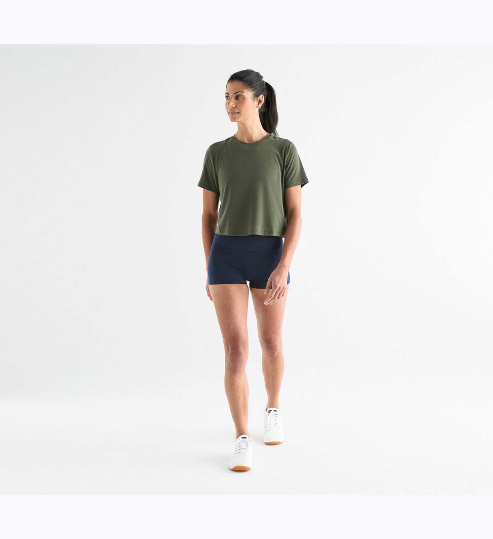 Women NOBULL Boxy T-Shirt Dark Green | AZKDN-3579