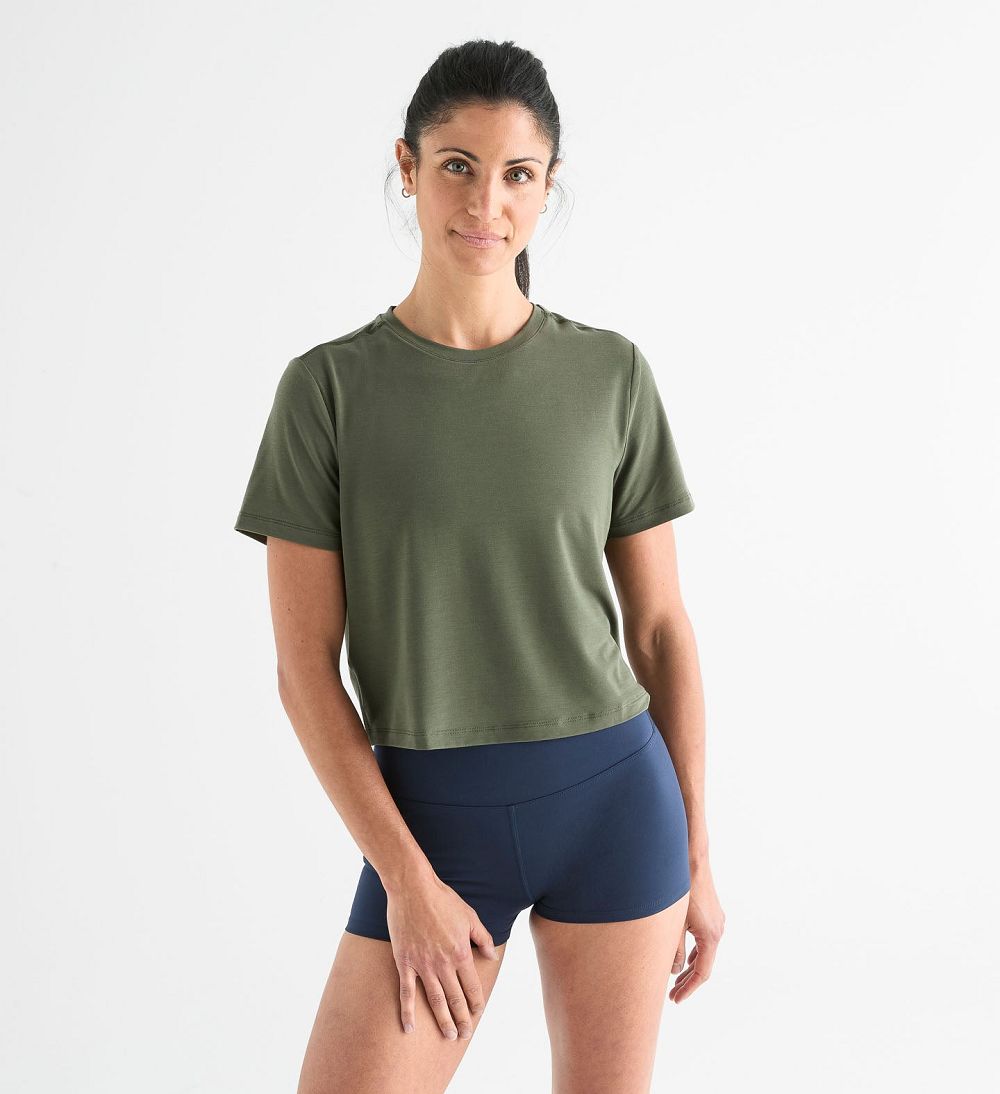 Women NOBULL Boxy T-Shirt Dark Green | AZKDN-3579