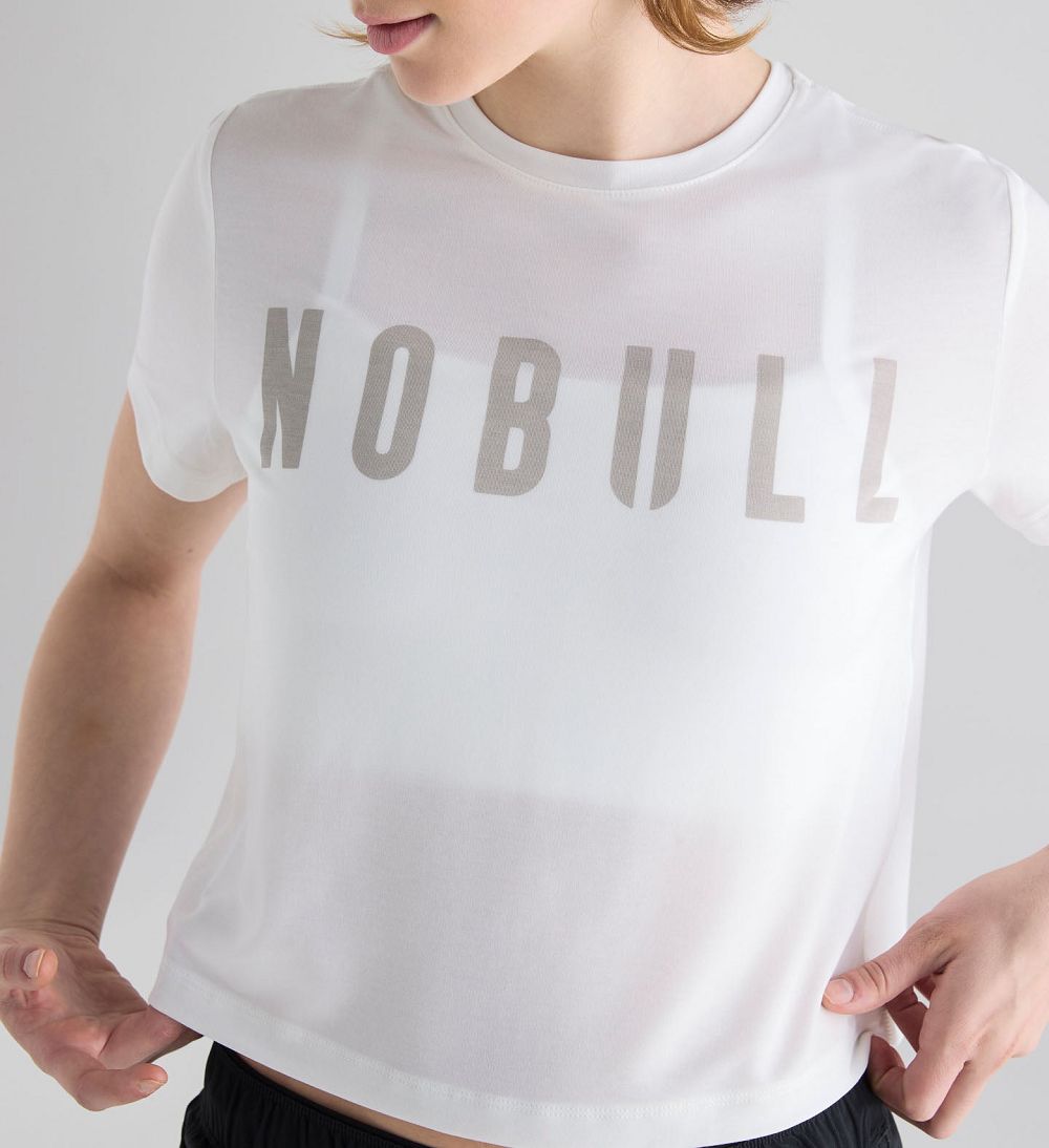 Women NOBULL Boxy T-Shirt White | HEFRJ-7589