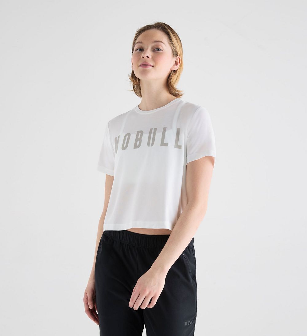 Women NOBULL Boxy T-Shirt White | HEFRJ-7589