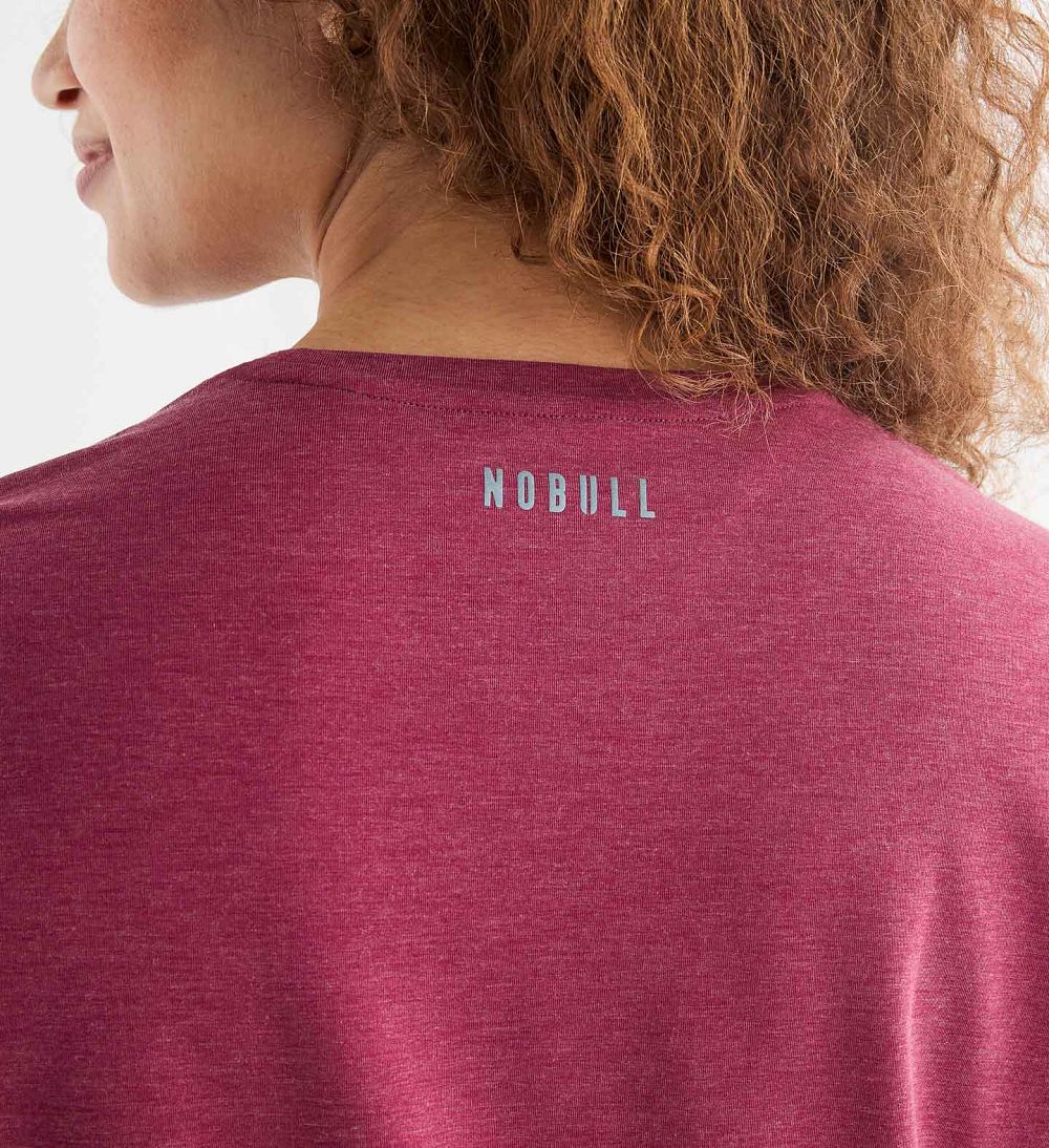 Women NOBULL Boxy T-Shirt Wine | UWPSH-6283