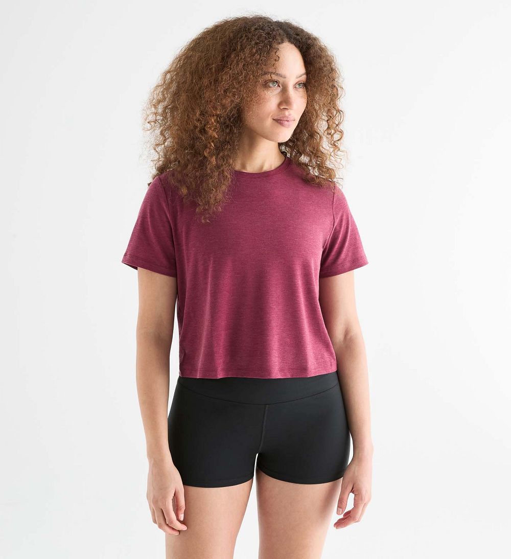 Women NOBULL Boxy T-Shirt Wine | UWPSH-6283