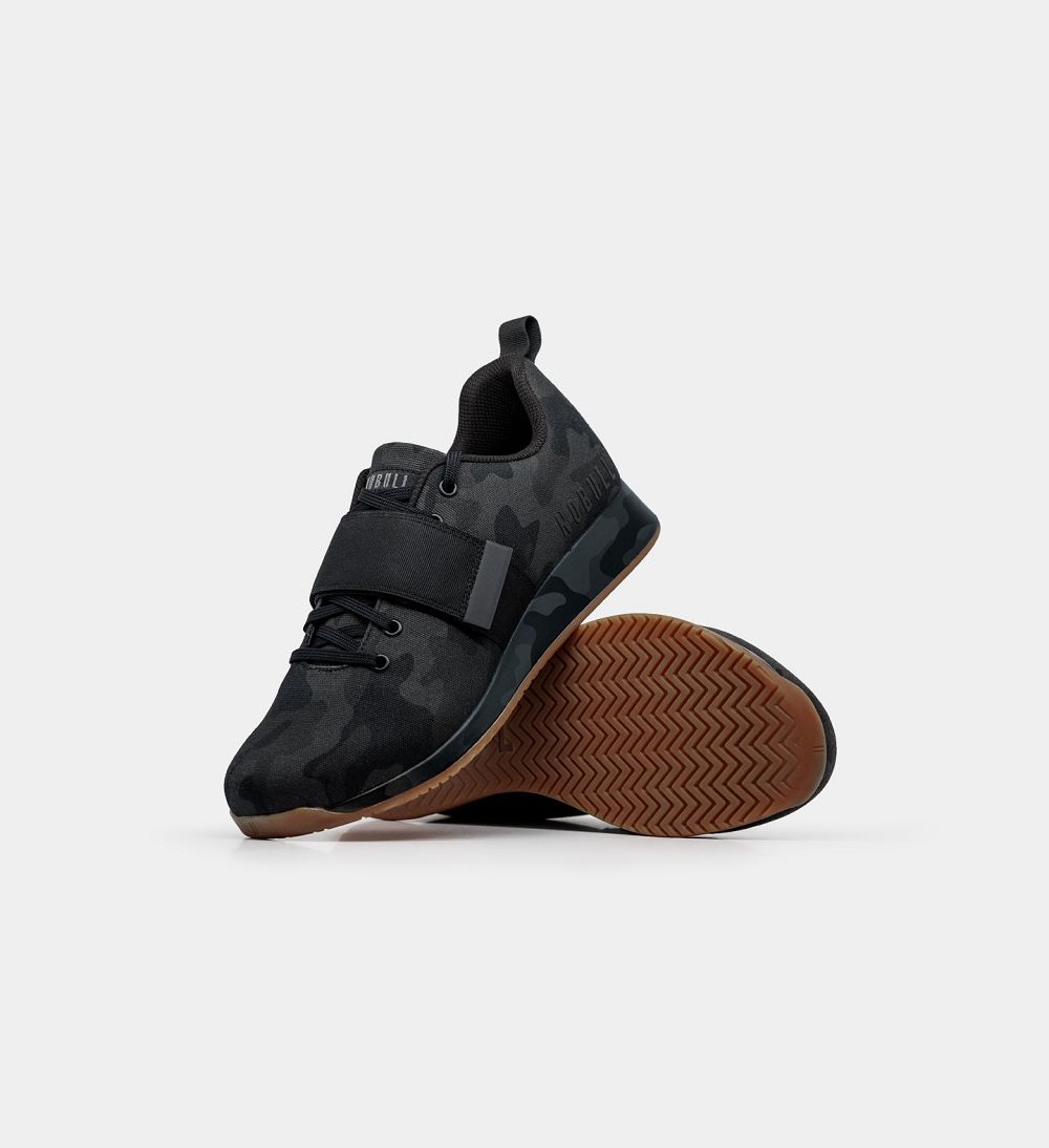 Women NOBULL Canvas Lifters Shoes Black Camo Gum | CDNJU-4651