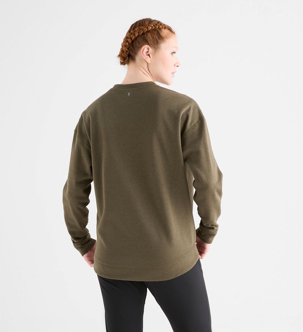 Women NOBULL Crew Sweatshirt Army Green | QDFCO-4960