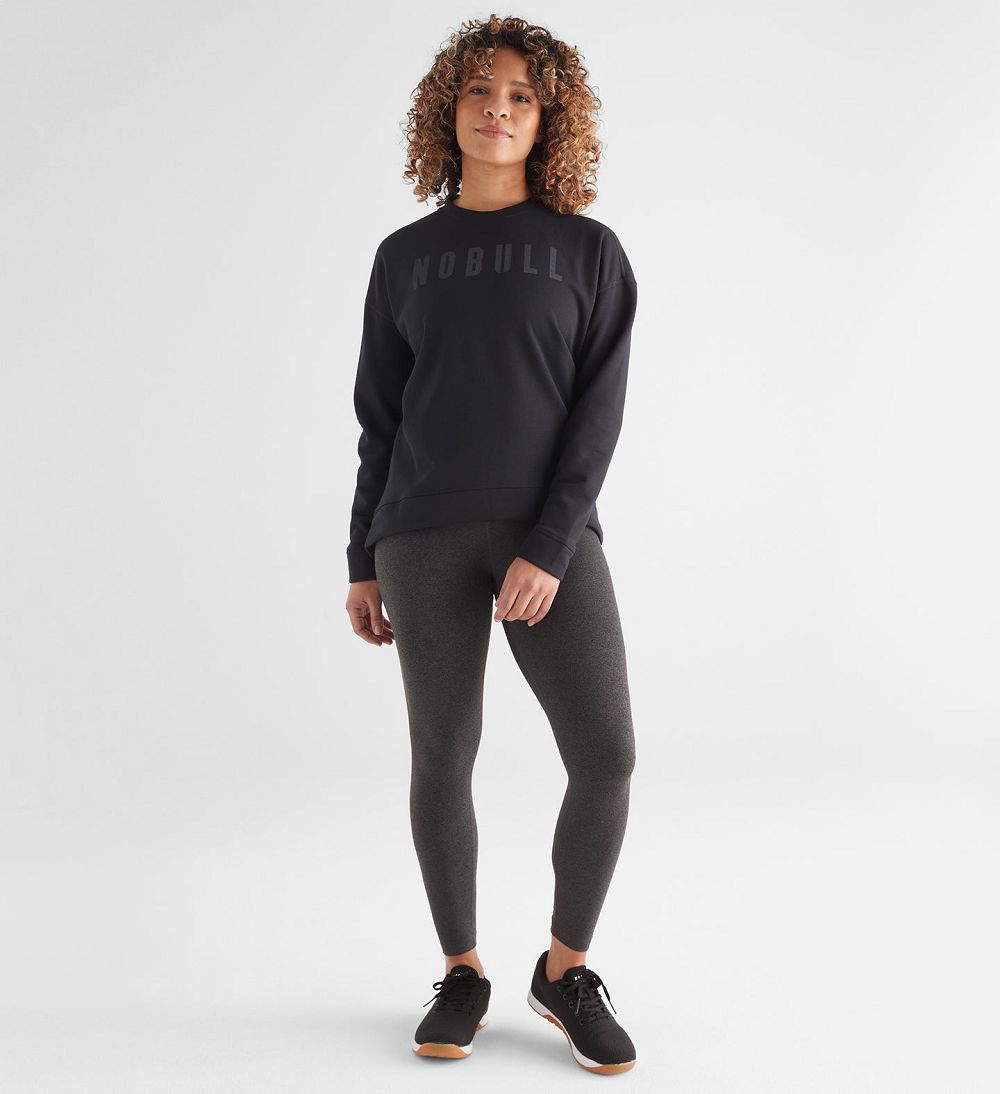 Women NOBULL Crew Sweatshirt Black | PVXNF-6480