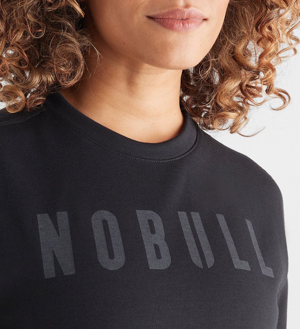 Women NOBULL Crew Sweatshirt Black | PVXNF-6480