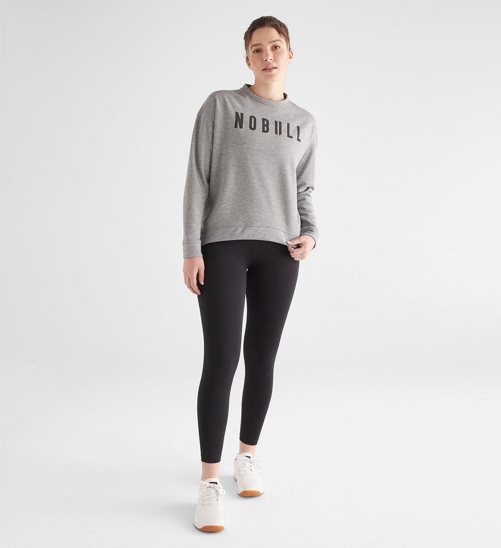 Women NOBULL Crew Sweatshirt Heather Grey | WRMVP-2603