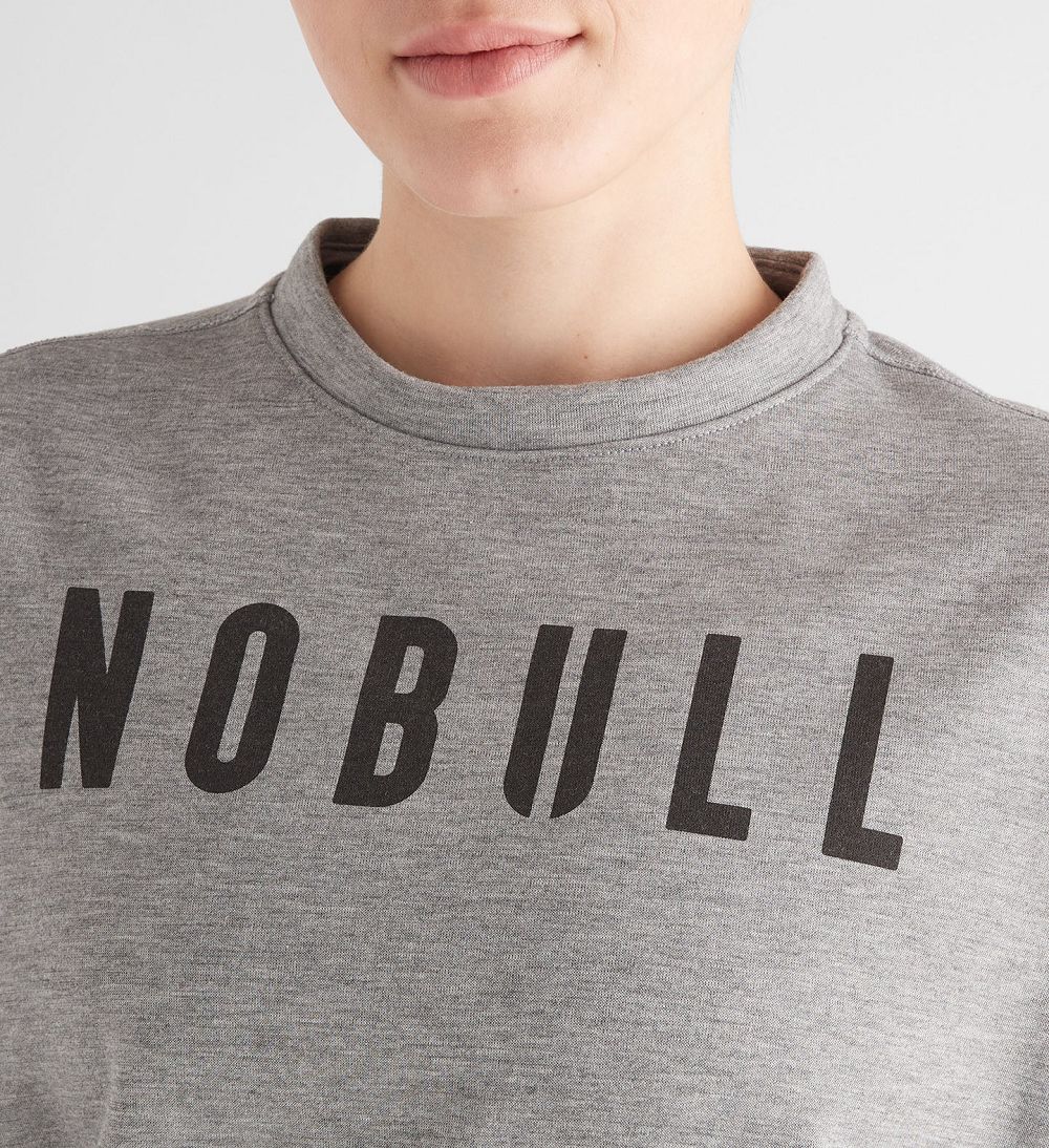 Women NOBULL Crew Sweatshirt Heather Grey | WRMVP-2603