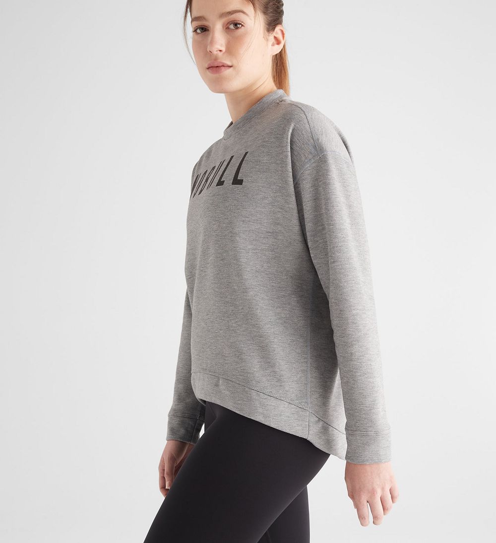 Women NOBULL Crew Sweatshirt Heather Grey | WRMVP-2603