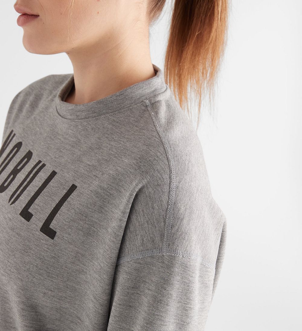 Women NOBULL Crew Sweatshirt Heather Grey | WRMVP-2603