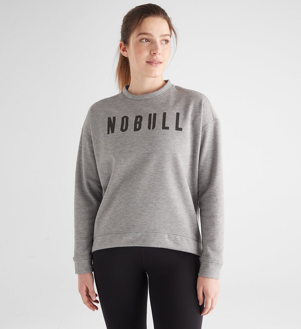 Women NOBULL Crew Sweatshirt Heather Grey | WRMVP-2603