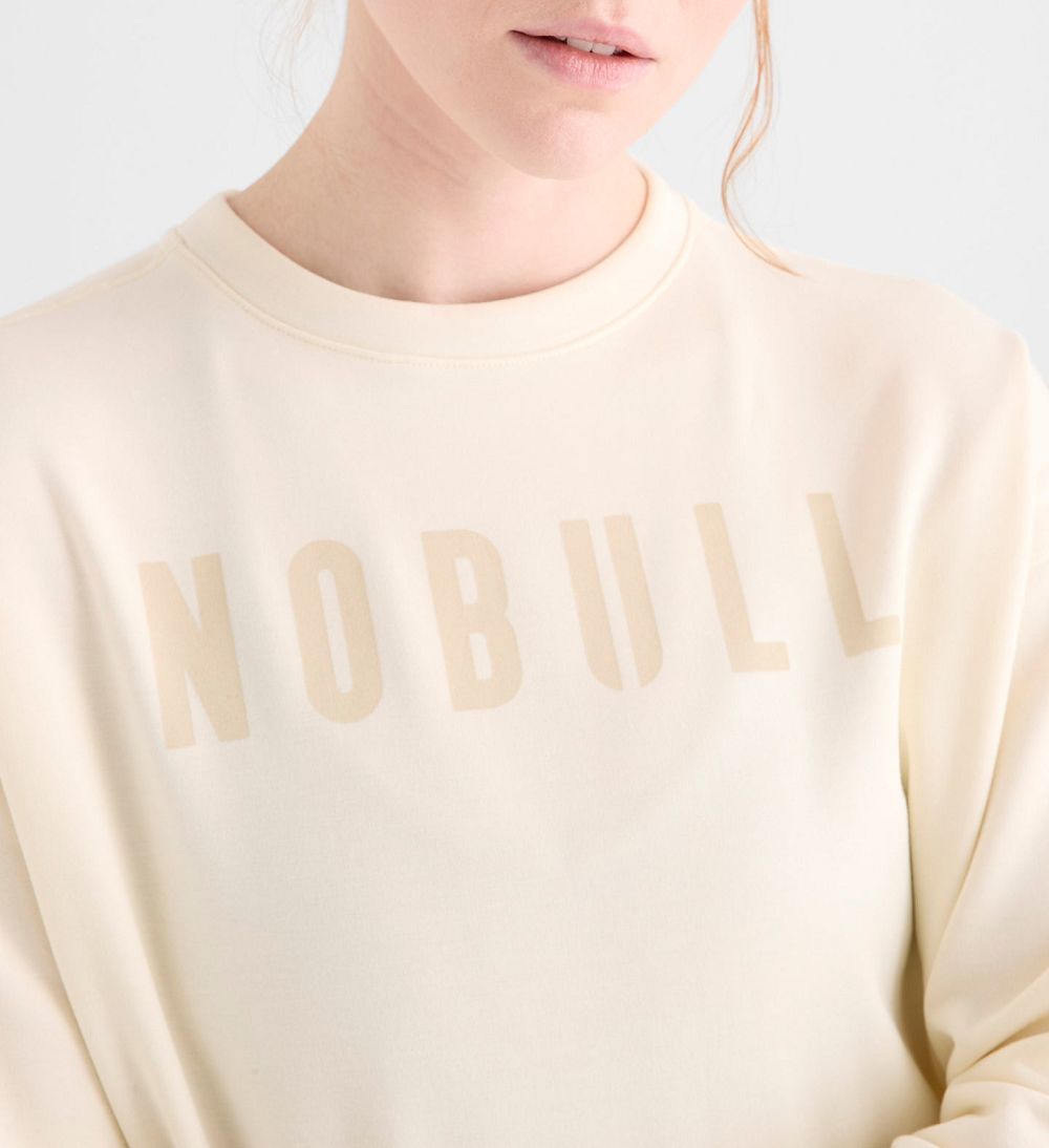 Women NOBULL Crew Sweatshirt Ivory | XHRVW-3678