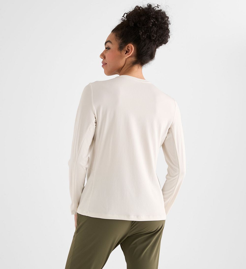 Women NOBULL Deltapeak® Micro Textured Long-Sleeve T-Shirt White | WPAEU-8674