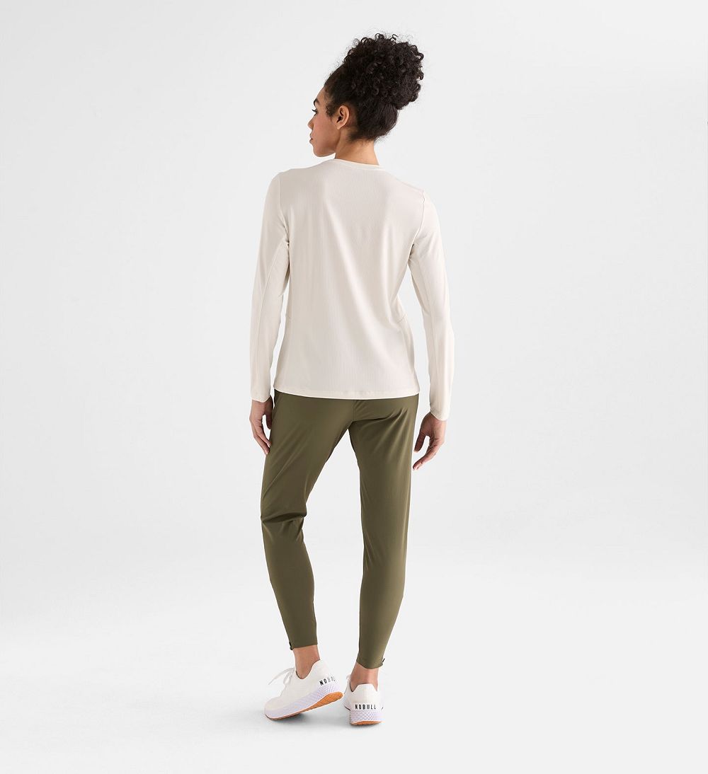 Women NOBULL Deltapeak® Micro Textured Long-Sleeve T-Shirt White | WPAEU-8674