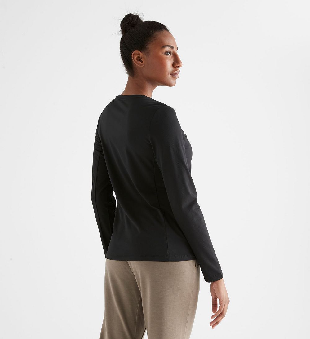 Women NOBULL Deltapeak® Micro Textured Long-Sleeve T-Shirt Black | CFVTM-9462