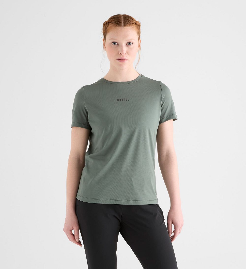 Women NOBULL Deltapeak® Micro Textured T-Shirt Dark Grey | HSGED-5812