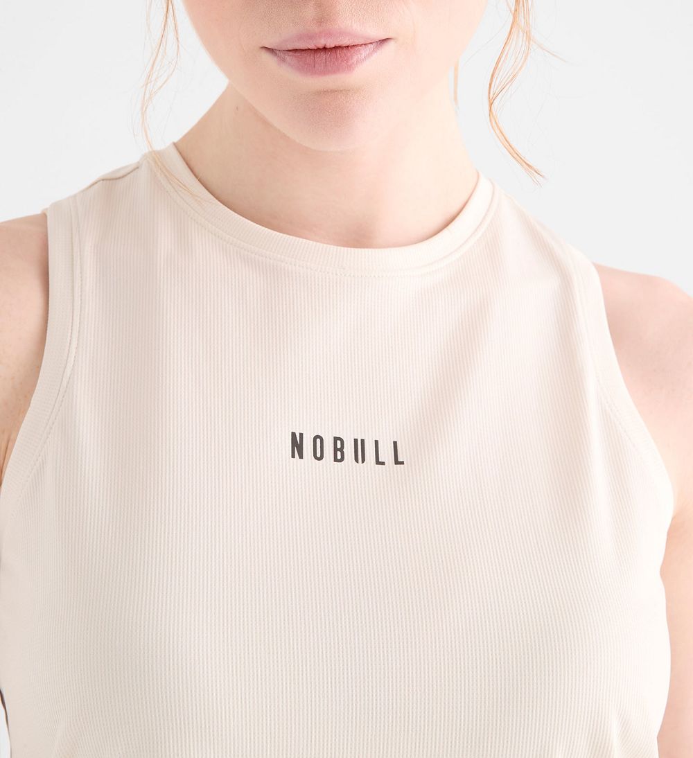 Women NOBULL Deltapeak® Micro Textured Tanks White | FXYKQ-0952