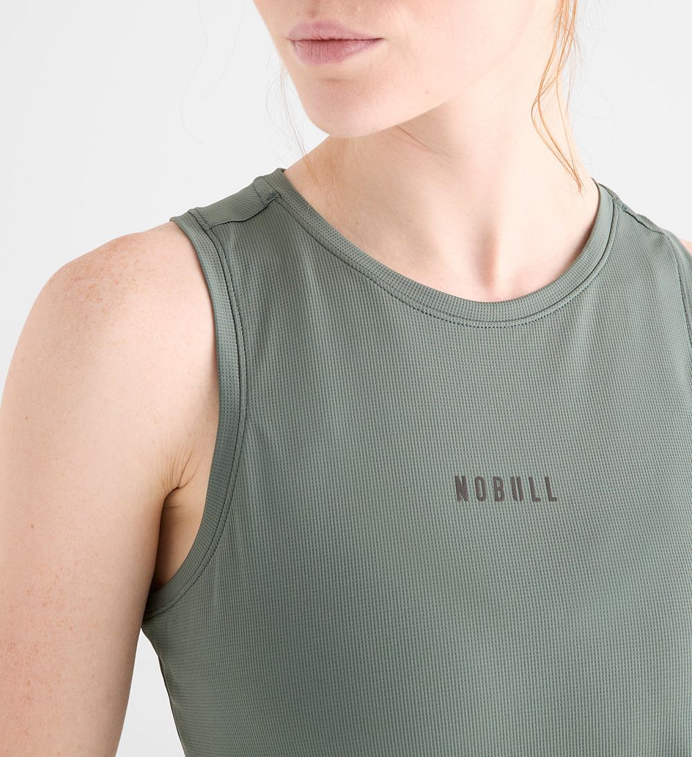 Women NOBULL Deltapeak® Micro Textured Tanks Dark Grey | SGFAW-7963