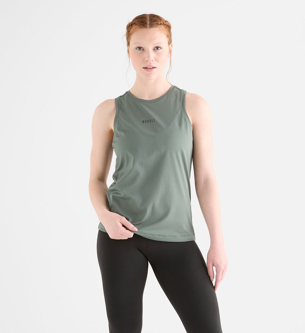 Women NOBULL Deltapeak® Micro Textured Tanks Dark Grey | SGFAW-7963