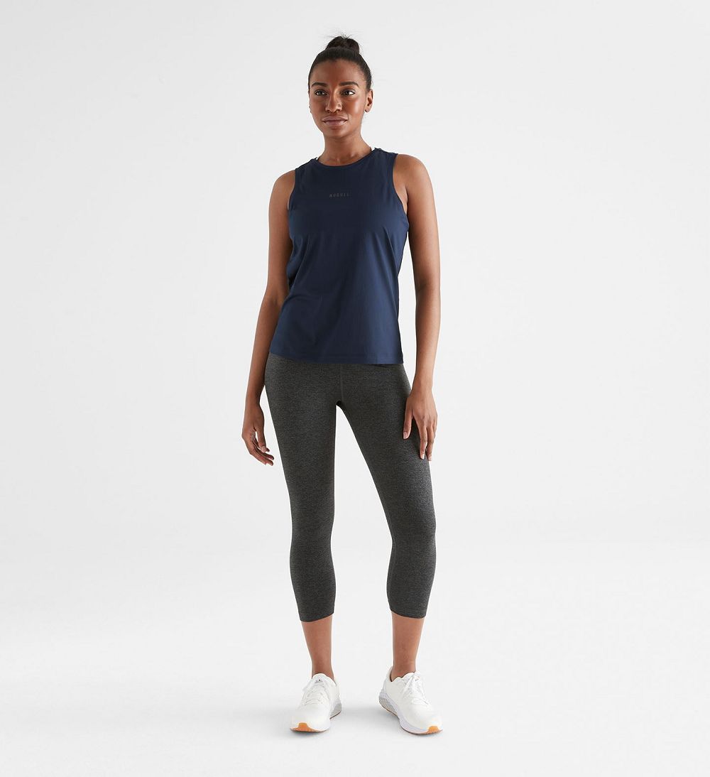 Women NOBULL Deltapeak® Micro Textured Tanks Night Navy | XJMUY-5248