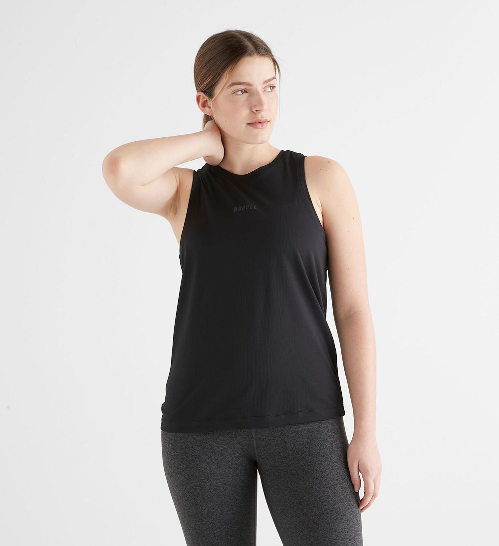 Women NOBULL Deltapeak® Micro Textured Tanks Black | IRZXY-6094