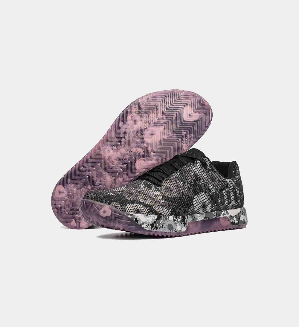 Women NOBULL Floral IMPACT Training Shoes Black White Grey | JTASV-9548